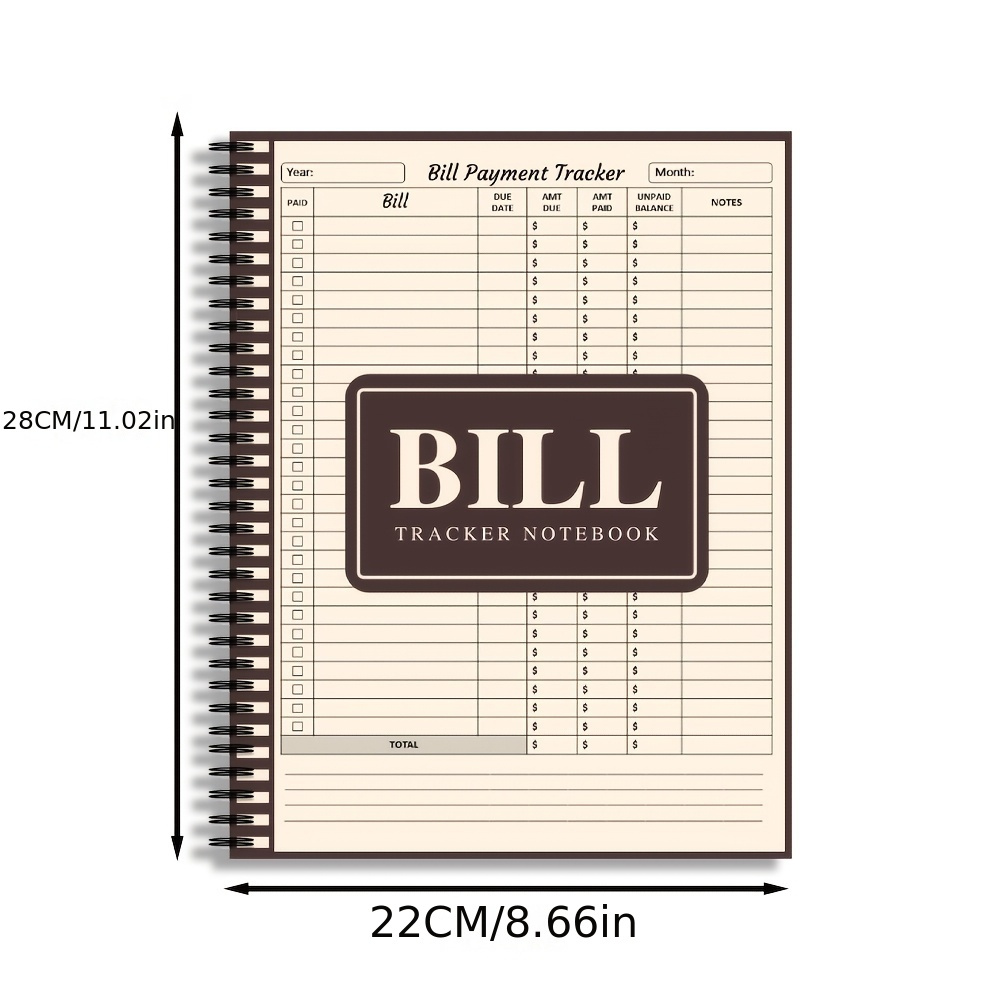 Monthly Spiral-Bound Notebook - Bill Tracker & Budget Planner with Payment Checklist for Adults