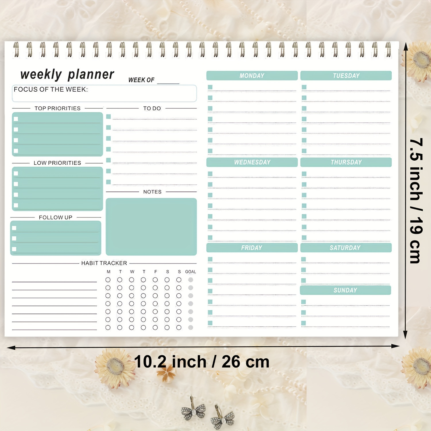 Weekly Habit Tracker Notepad 52 Week Goal Setting Health Habits & To-Do List - Focus & Habit Tracker
