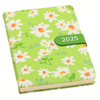 2025 Leather Floral Daily Planner Notebook with Flower Pattern, Daily Organizer Notebook with Button