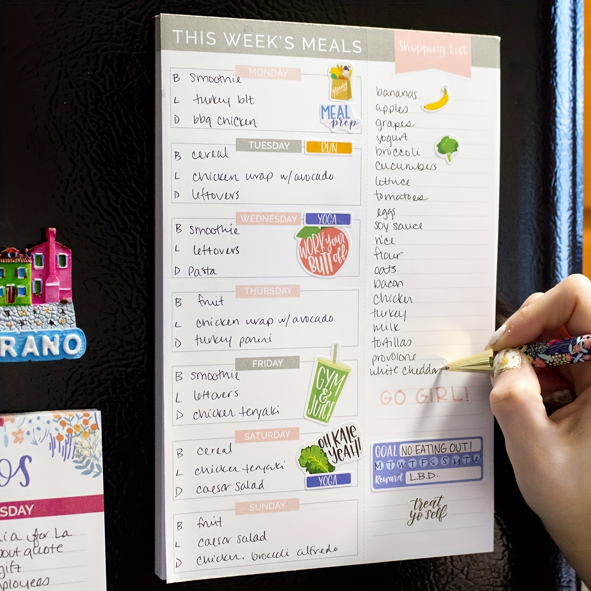 Weekly Meal Planning Pad with Grocery List 60 Sheets Tear-Off Menu Planner, Hardcover Paper Cover Personal Organizer
