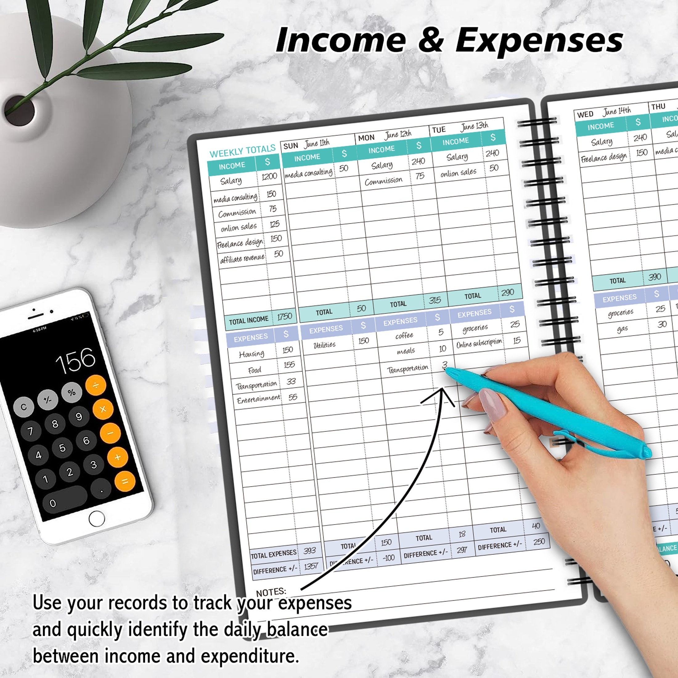 Income And Expense Tracker Notebook For Better Money Management - Bookkeeping Record Book