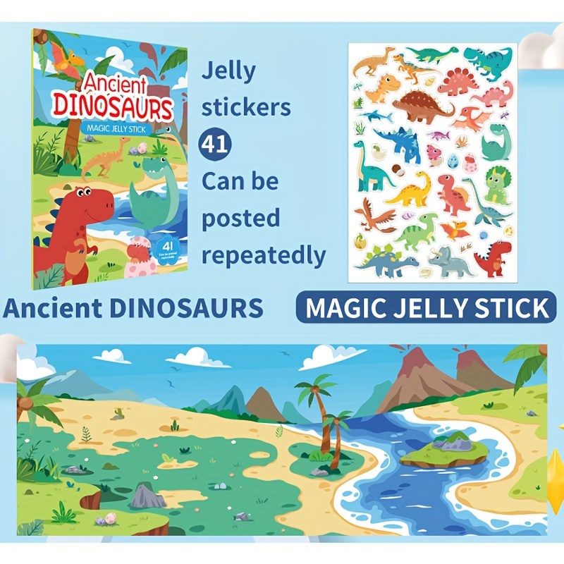 Reusable Sticker Book Animal Farm Princess Vehicles Ocean Dinosaurs, Reusable Sticker Books for Toddlers, Travel Toys