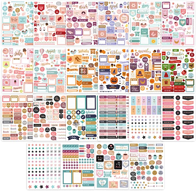 Monthly Weekly Daily Planner Sticker Set Custom Sticker Sheet Weekly Planner Sticker Value Pack 
