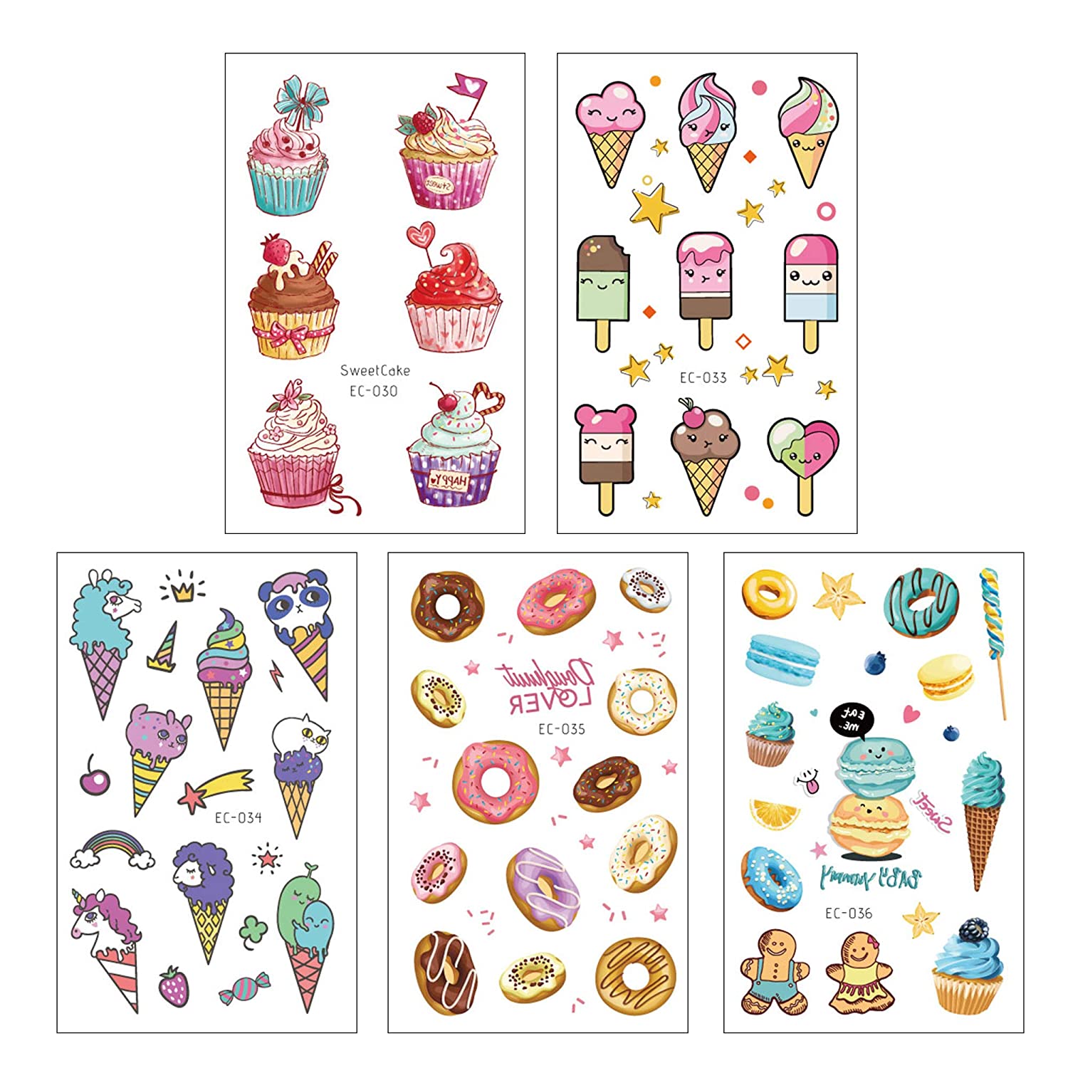Custom Cute Desserts Designs Kids Sticker Paper Tattoo Temporary Tattoo Sticker 
