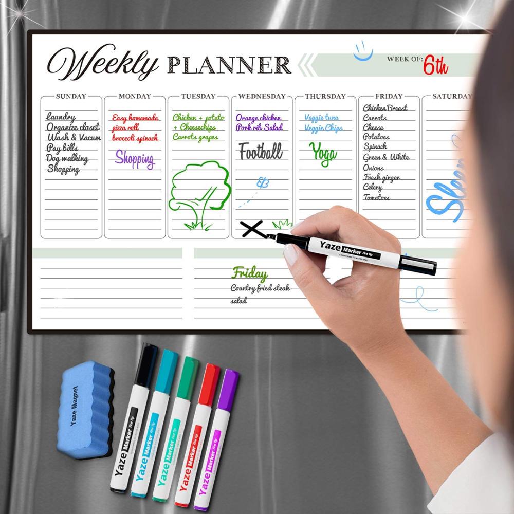 Magnetic Dry Erase Weekly Calendar Magnetic Whiteboard Organizer Weekly Planner for Refrigerator 