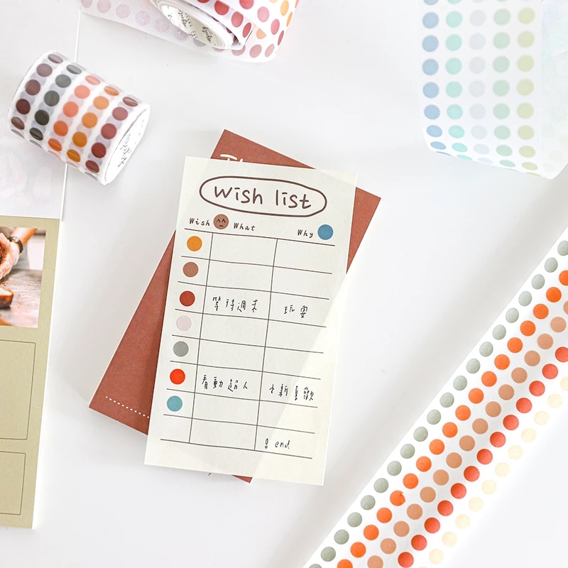 1 Roll Base Element Decorative Adhesive Tape Dot Masking Tape DIY Scrapbook Sticker Label Japanese Stationery 