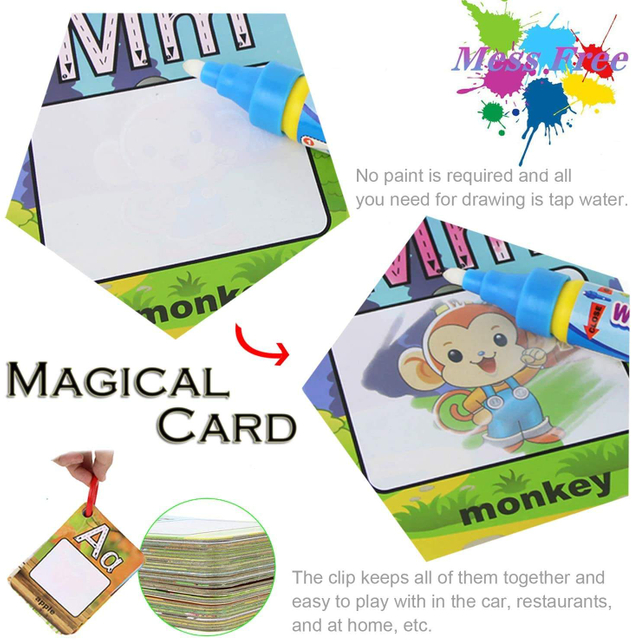 A-Z 26 Alphabet Cognitive Sight Words Flash Water Drawing Cards Kids Early Educational Magic Toys