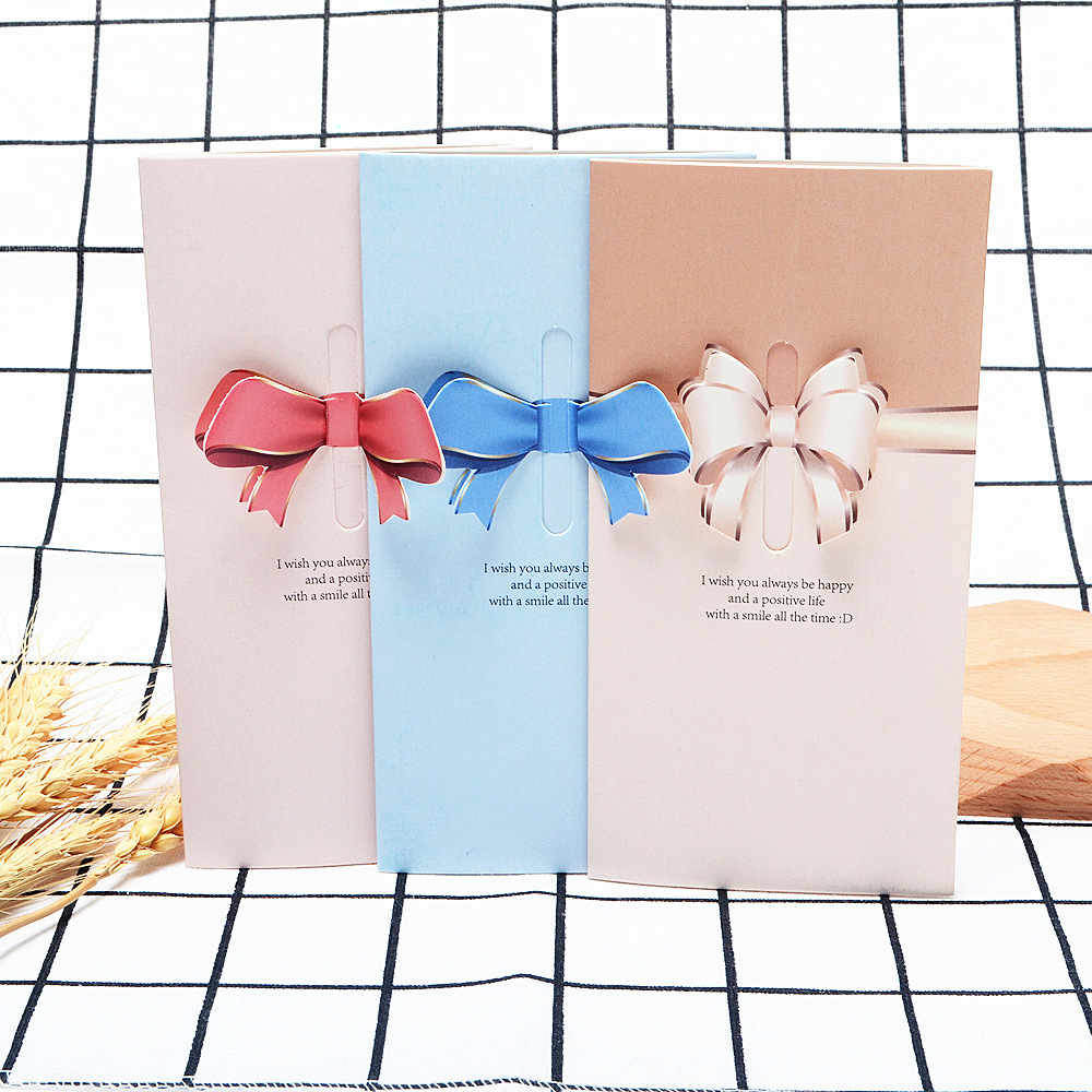  Custom Tri-fold Beautiful Bow Greeting Cards with Envelop Wholesale Angel Wings Greeting Card Set 