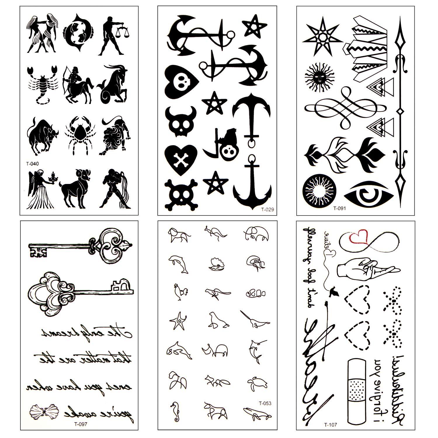 Black Flower Star Letter Animals Tattoo Sticker Waterproof Temporary Custom Design Logo for Girls Kids Women Man Chest Back Leg