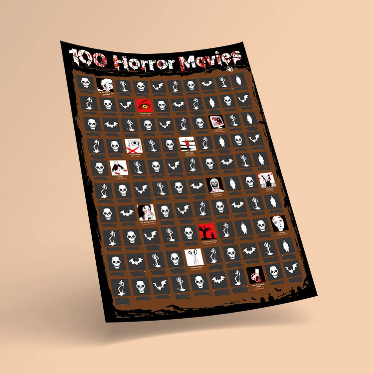 Top 100 Horror Movies Scratch Off Poster Must See Movie Challenge