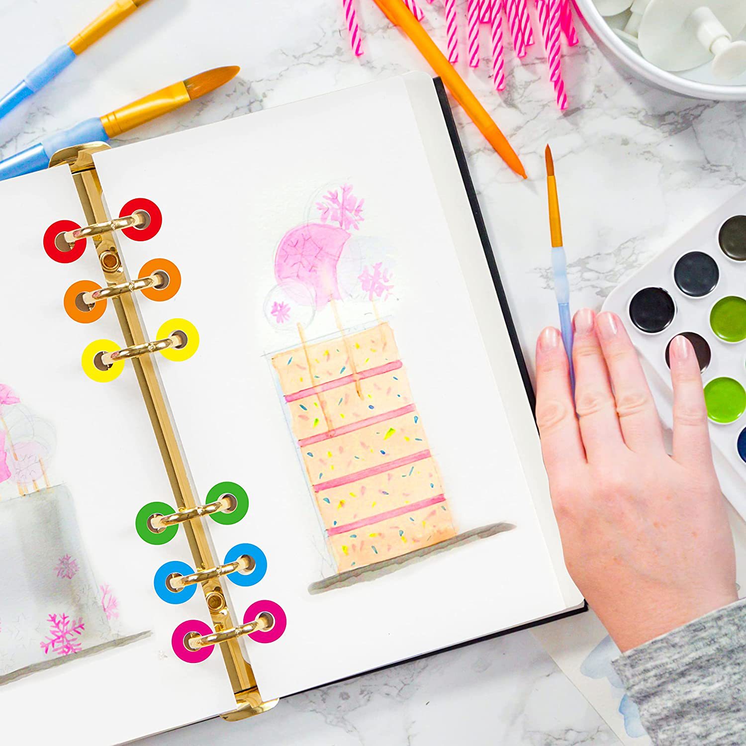 Custom Hole Reinforcement Stickers with Multiple Design Hole Protectors Colorful Circle Labels for Loose-Leaf Paper Sheets