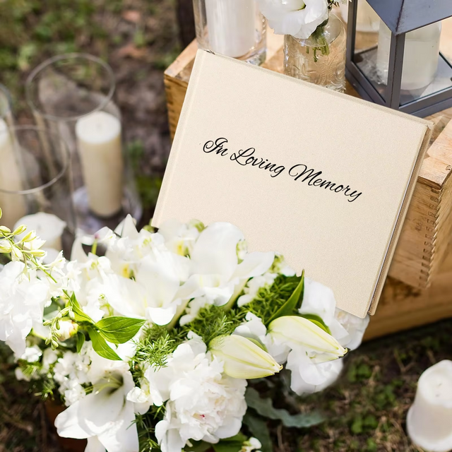 Hardcover Linen Funeral Guest Book for Sign in Celebration of Life Memorial Service