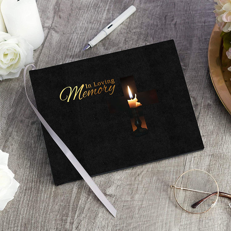 Custom Black Funeral-memorial-books Funeral Register Signature Book in Loving Memory for Funeral