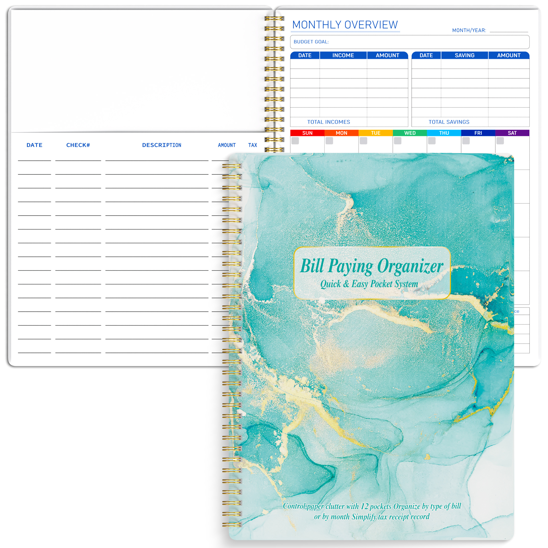 Undated Budget Planner Monthly Finance Organizer with Expense Tracker Spiral Bound Monthly Account Planners Finance Planner