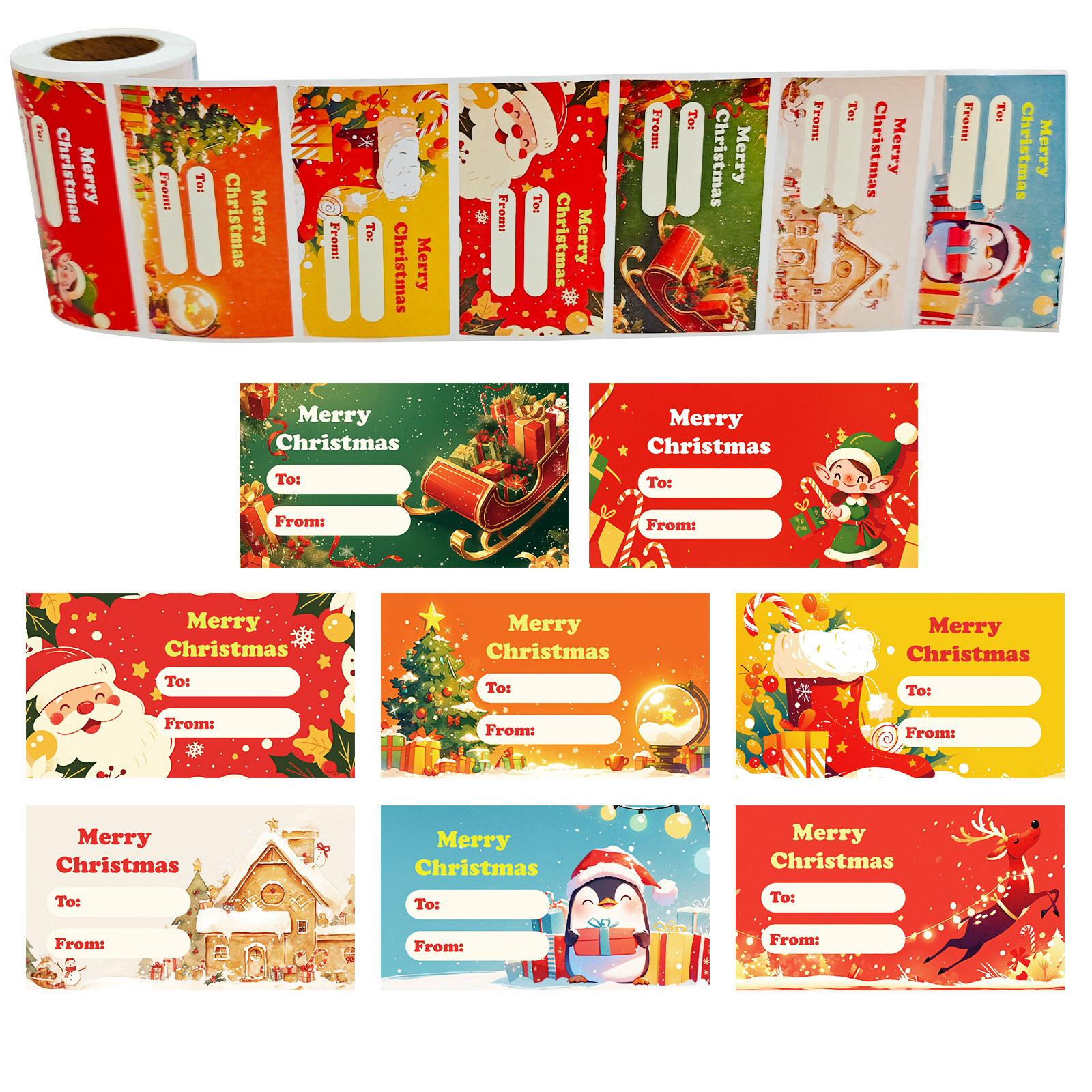 Merry Christmas Direct Thermal Labels Stickers Multi-Purpose Thermal Sticker Labels Printer for Inventory Address Name Gift Tag