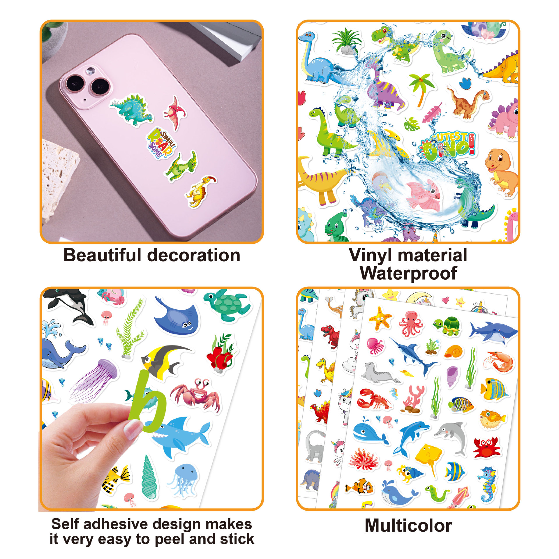 Animal Stickers for Toddlers Kids Bulk Preschool Sticker Sheets Dinosaur Unicorn Ocean World for Reward Craft Scrapbooking