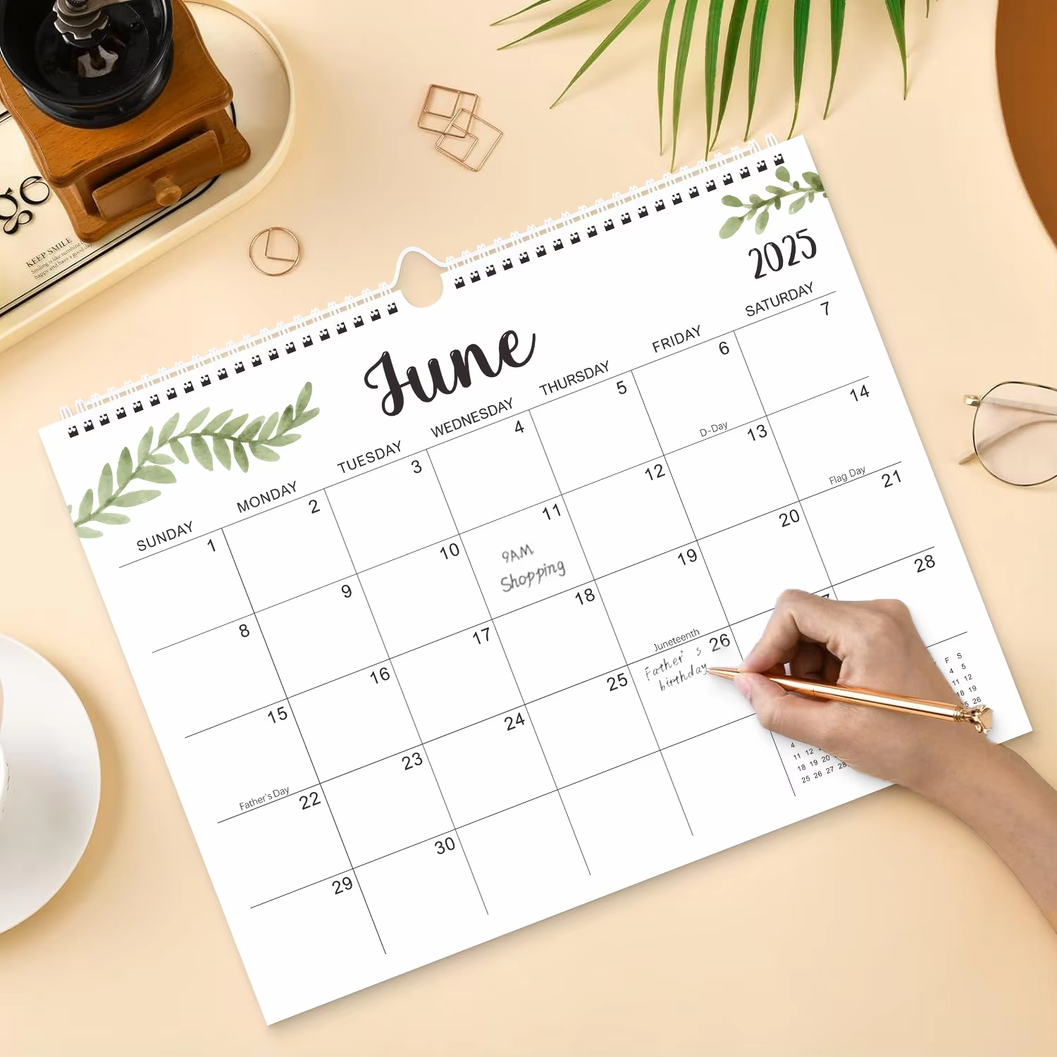 2025 Wall Calendar Custom Printing Advent Monthly Desk Table Calendar with Large Blank Blocks