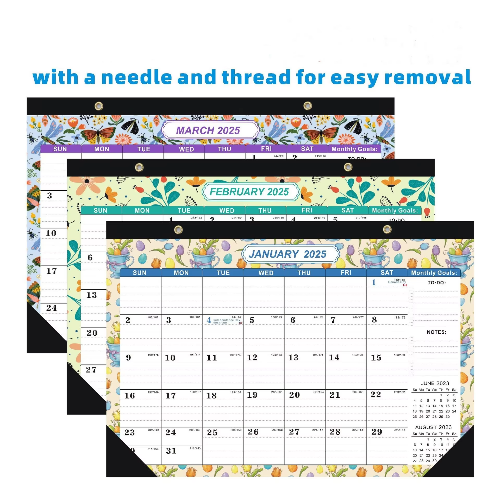 2025 12" X 17" Calendar with To-do List 12 Months Wall Calendar Extra Large for Home Or Office