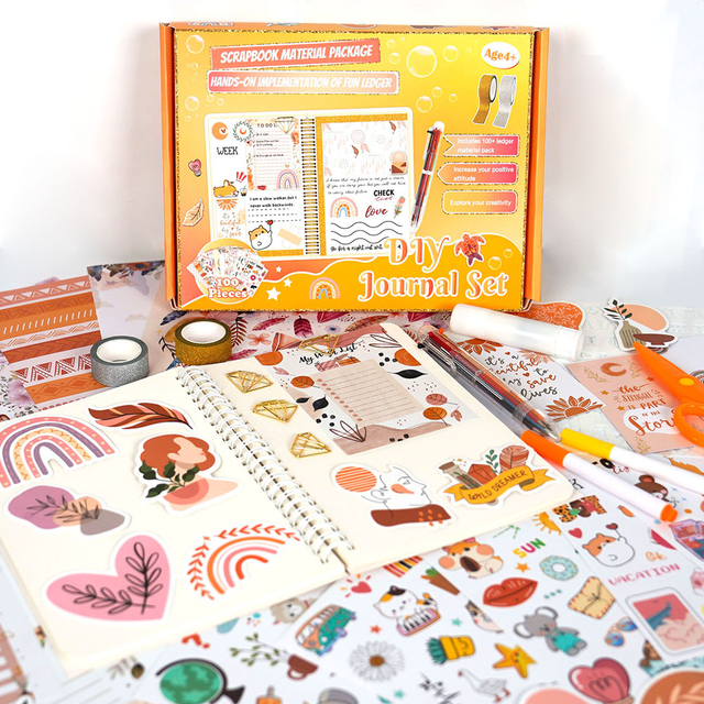 DIY Kids Scrapbook Kits & Diary Supplies Stationary Set for Girls Ages 8-12, Girl Birthday Gift