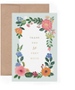 Luxury Thank You Cards Floral Design for Wedding Card with Envelope