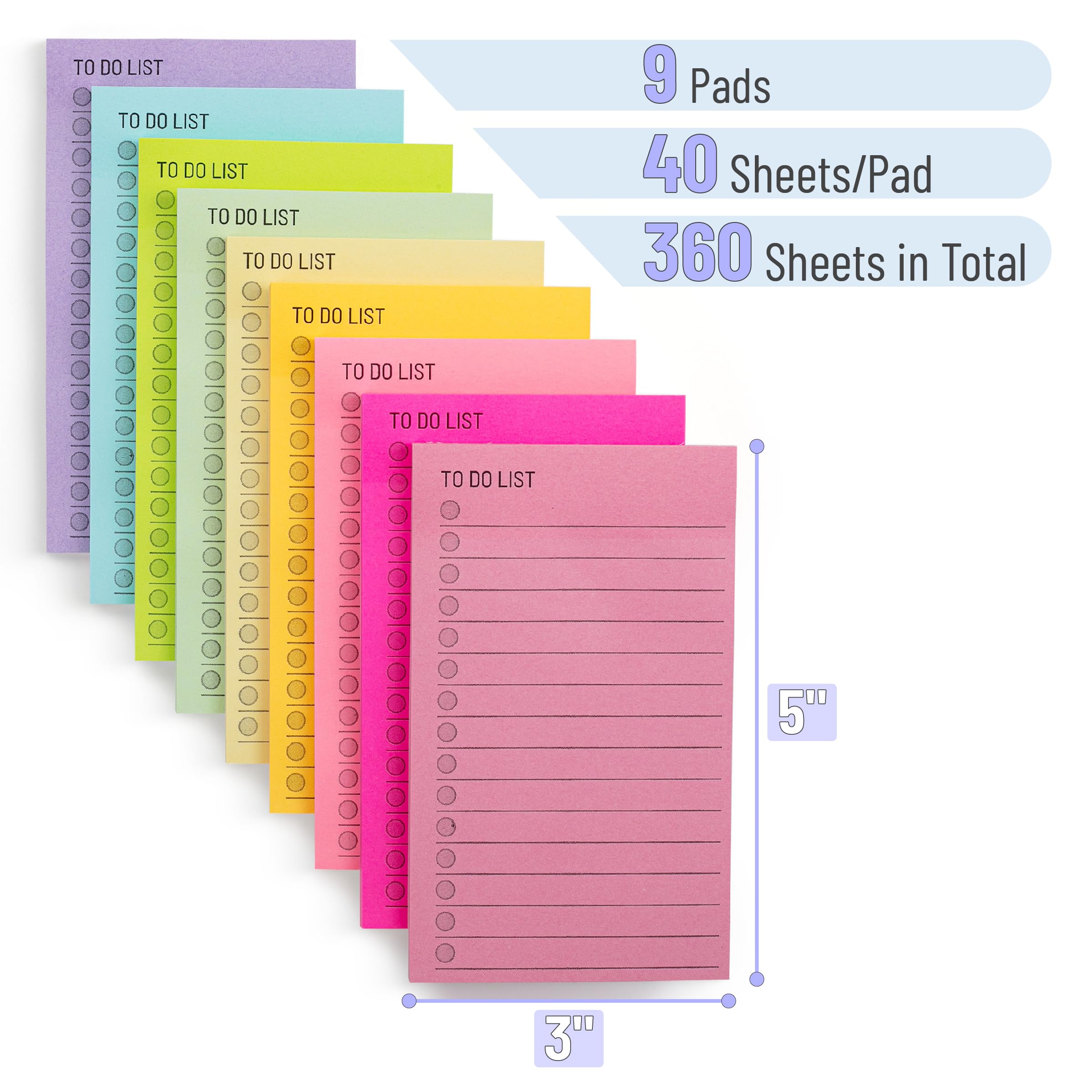 40 Shhets Assorted Colors Daily To Do List Notepad Sticky Notes Planner with Lines