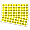 1-100 Round Colored Labels 1 Inch Self Adhesive Vinyl Number Decals For Office Inventory Storage Bins Consecutive Number Sticker