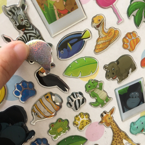 Custom Printing 3d Dome Epoxy Resin Sticker Sheet Kids Cute Animal Plants Fruit Sticker Decoration