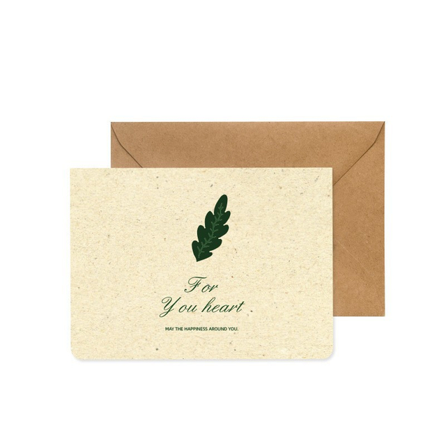 Thick Paper Matte 250GMS Greenery Small Thank You Card for Clients Customized Greeting Cards with Logo