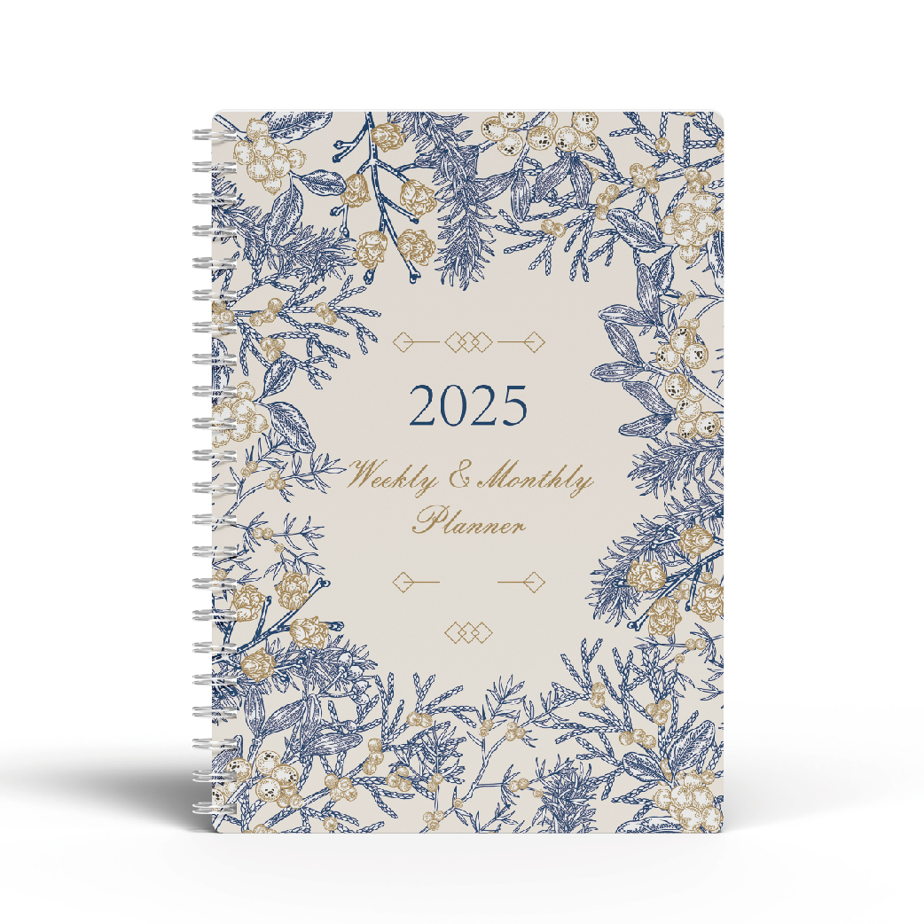 2025 Yearly Planner Custom Logo & Size Luxury Artistic Daily Weekly Monthly Hardcover Strong Binding Thick Paper Journal Dairy