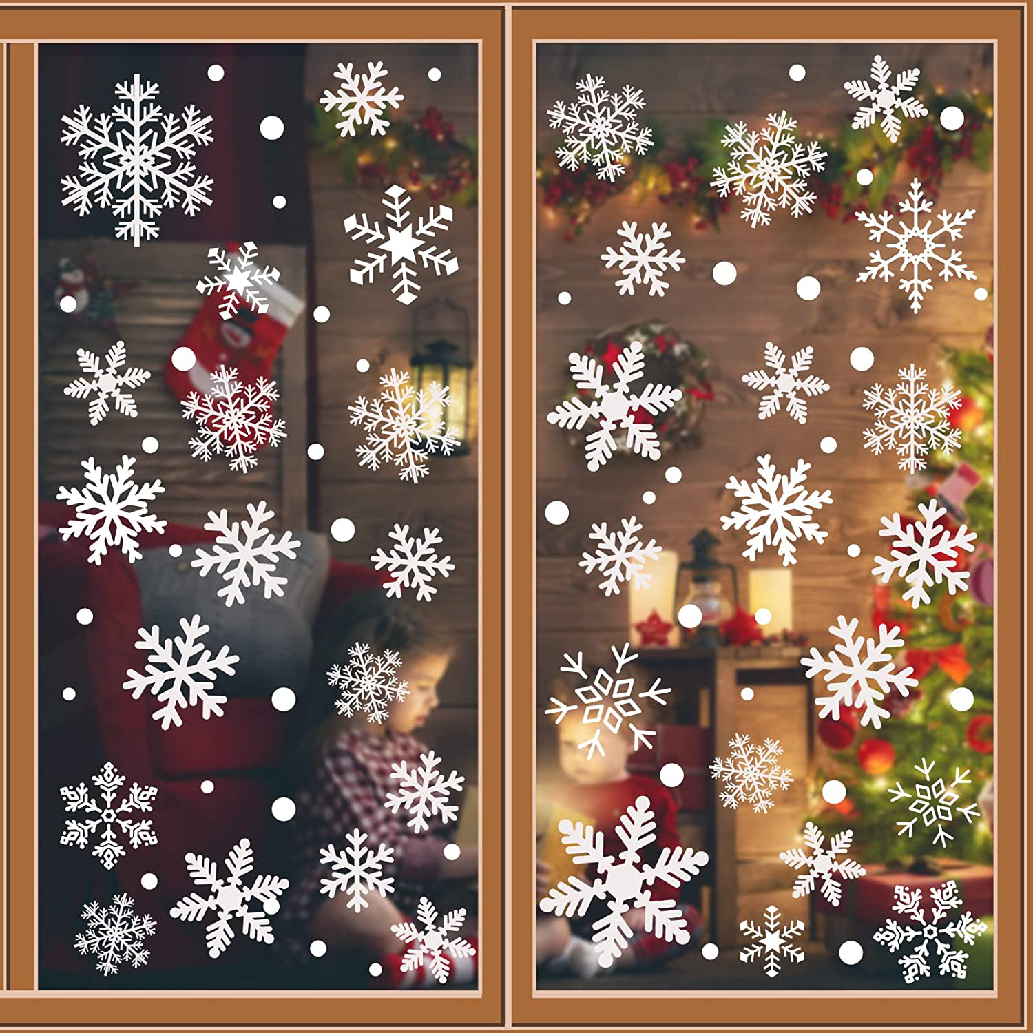 White Snowflakes Window Clings New Year Merry Christmas Decorative Stickers