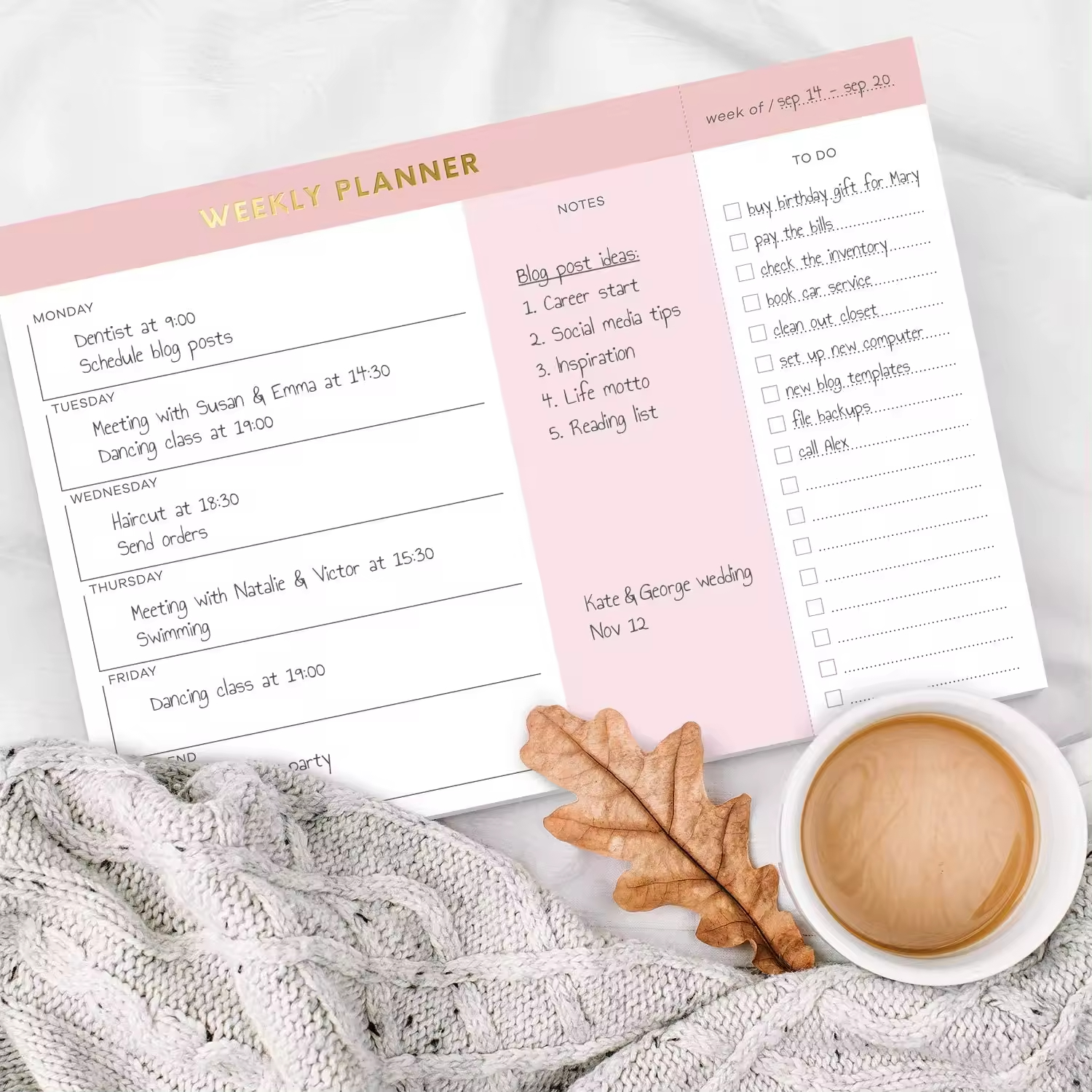 Gold Stamping Weekly Planner Inserts Memo Pad with Tear Off To Do List Custom Checklist Note