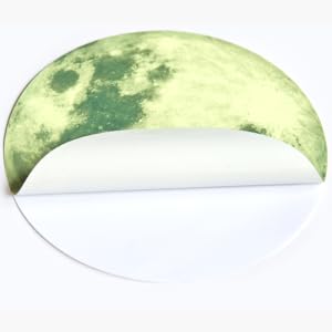 Glow in The Dark Stars Circles 3d Wall Stickers with Crescent Moon Realistic Moon