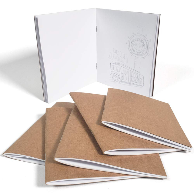 Kraft Brown Plain Unlined Mini Pocket Size Travel Notebook Journals with Saddle Stitched Binding 