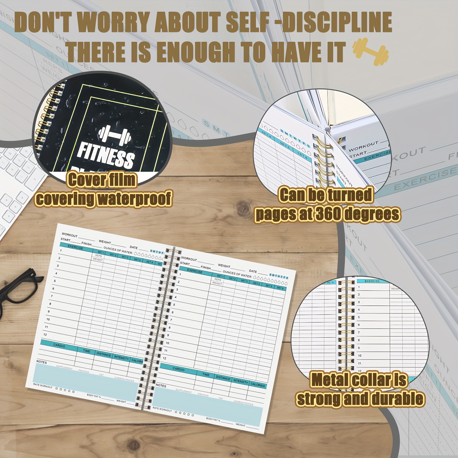 Exercise Log Book with Calendar Nutrition & Progress Tracker Fitness Workout Journal and Planner for Men and Women