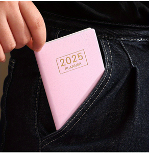 Sparkle Glitter 2025 Elegant Faux Leather A7 Calendar Notebook 365 Days & Weekly Planner Portable Pocket Diary