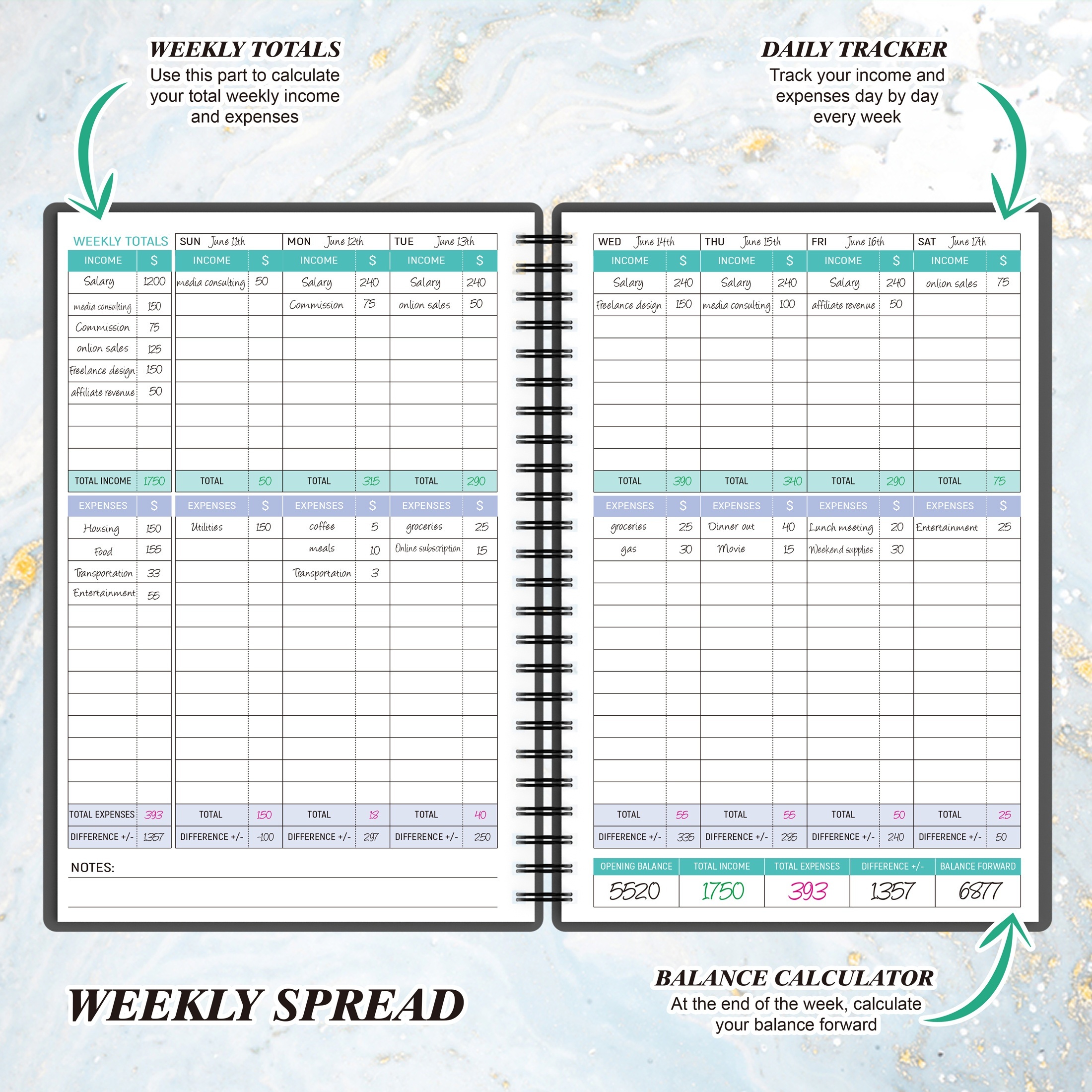 Income And Expense Tracker Notebook For Better Money Management - Bookkeeping Record Book