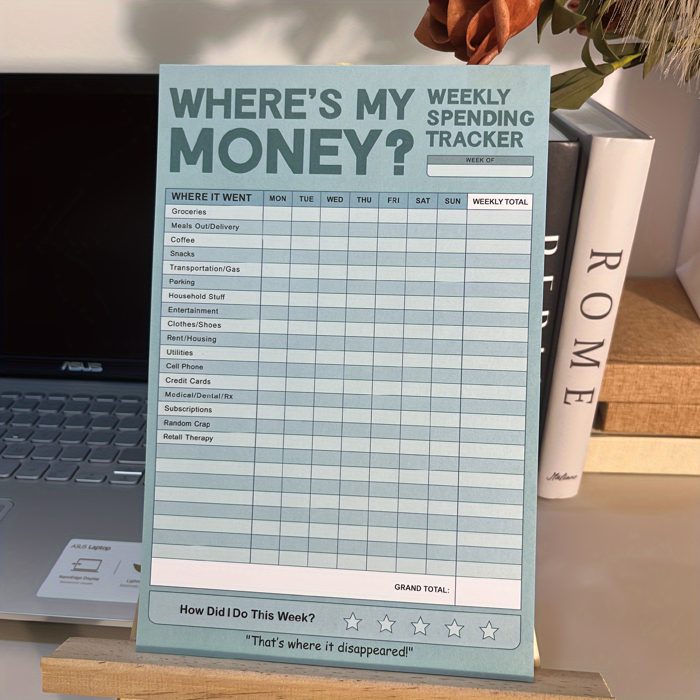 Weekly Money Tracker Notepad - 6x9 Inch Budgeting & Spending Journal with Soft Cover Binding, Monthly Savings Helper Pad