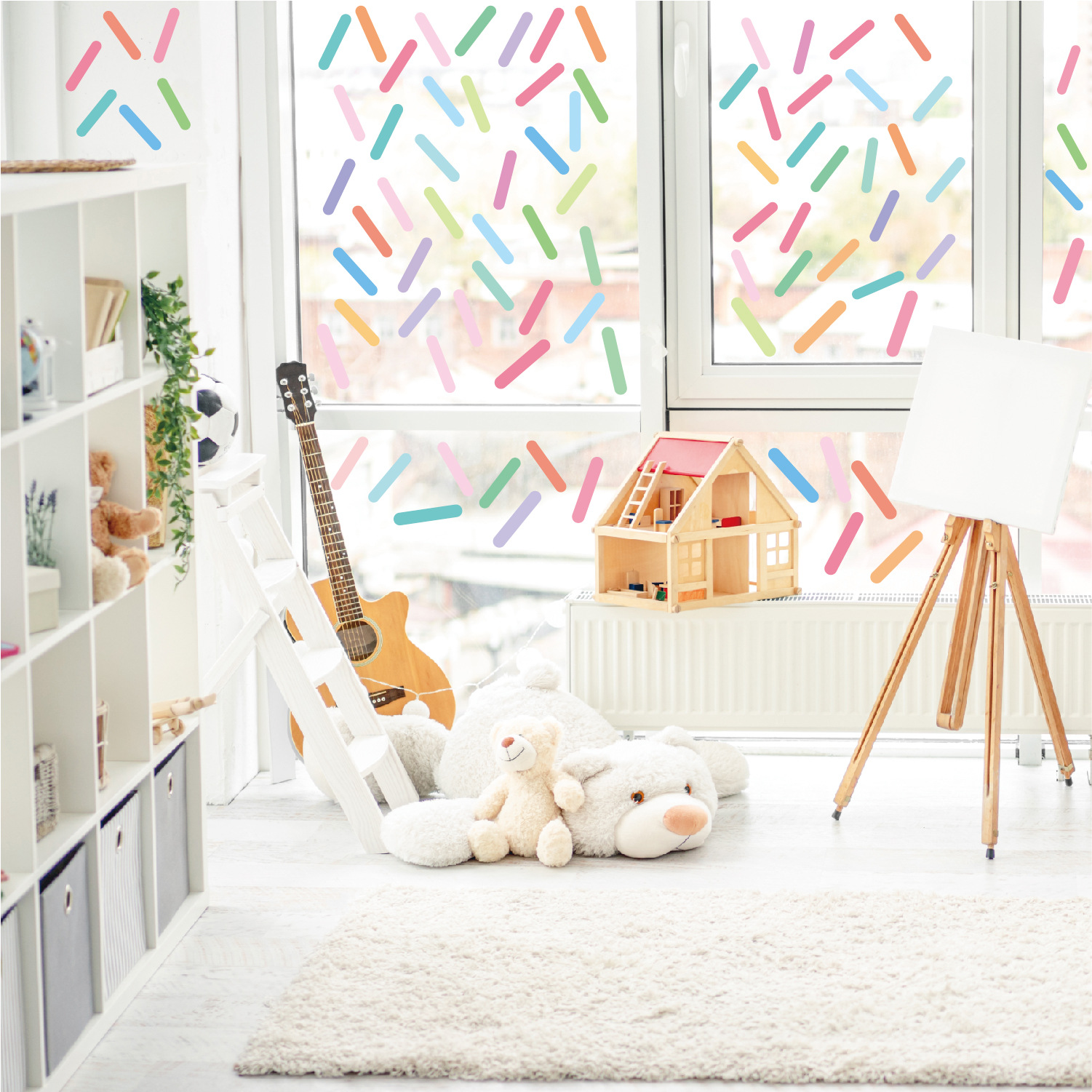 Trendy Sprinkle Confetti Strip Wall Sticker for Boys Girls Bedroom playroom Study Room Living Room Dance Room Wall Stickers