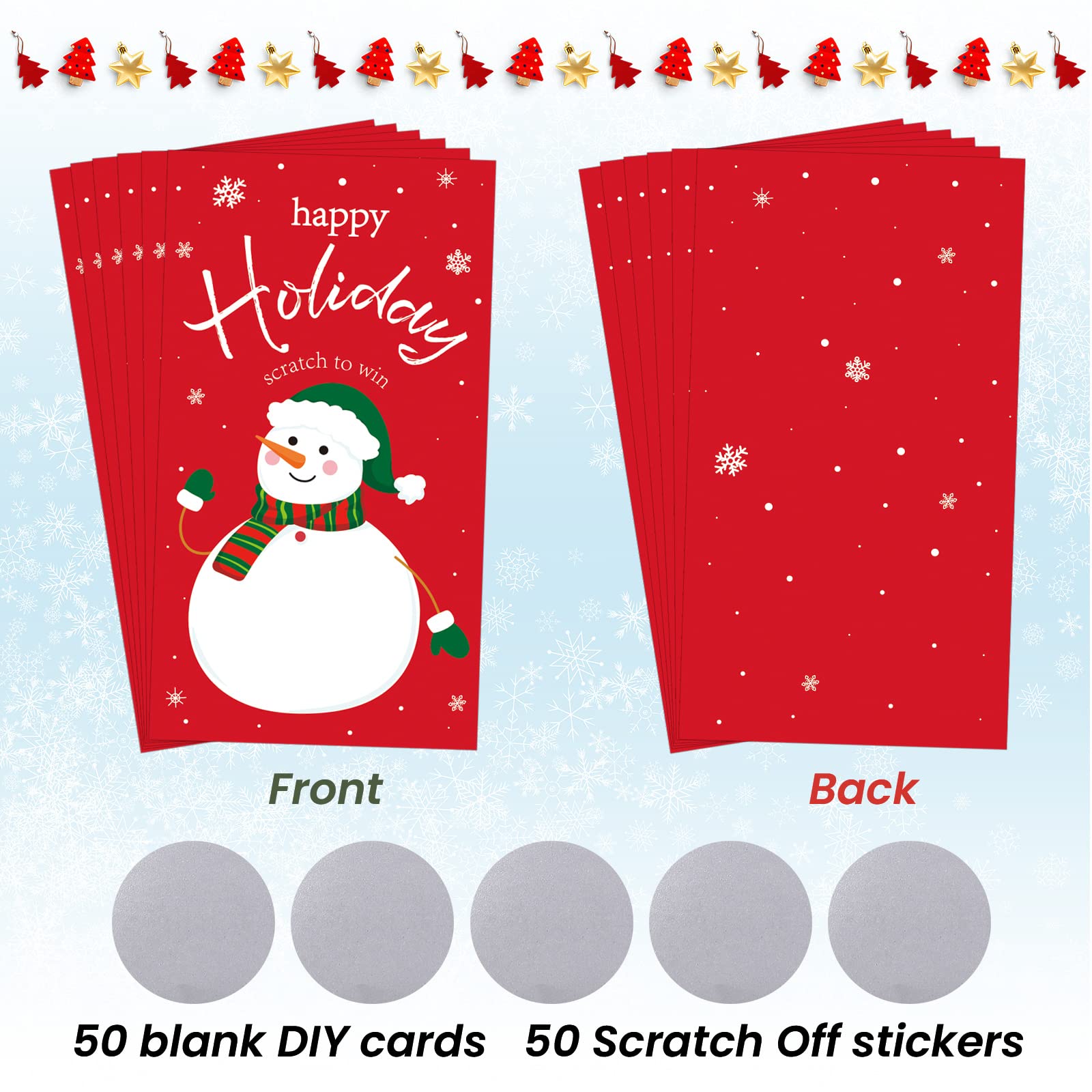 Christmas Scratch Off Cards Stickers Christmas Party Games Vouchers Festive Raffle Tickets Holiday Business Prize Drawings for Kids Adults Families Events