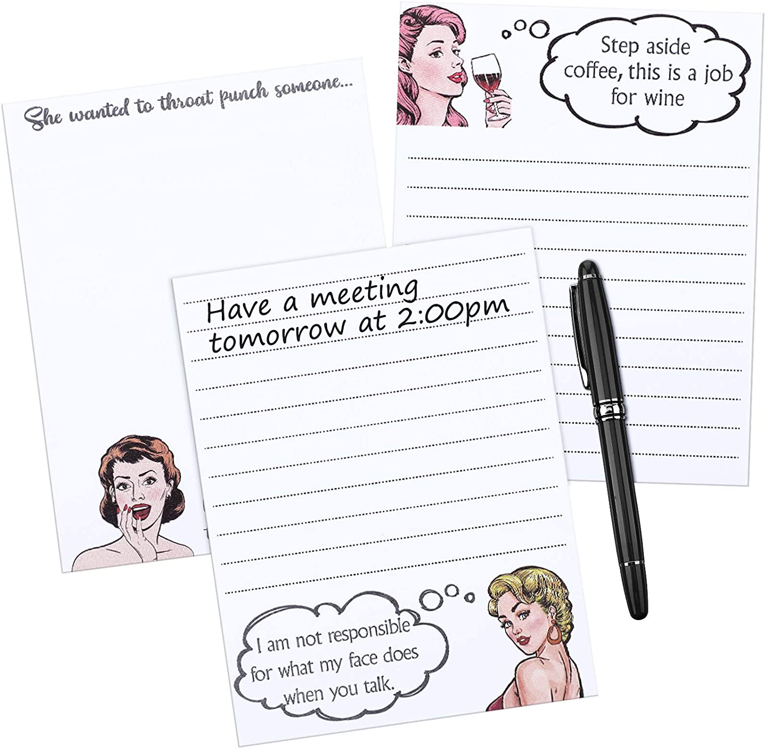 6 Pieces Funny Novelty Writting Memo Pads Personalized 5.5 x 4.25 Inch Notepads for Coworkers Office Staff