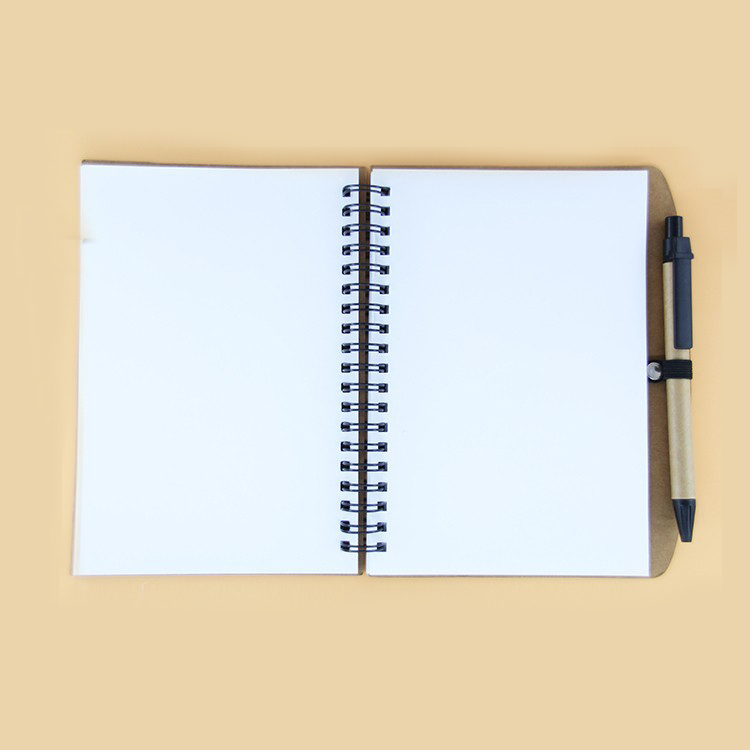 Custom Wholesale Kraft Cardboard Notebook Brown A5 A6 Kraft Blank Notebook And Pen Gift Set 