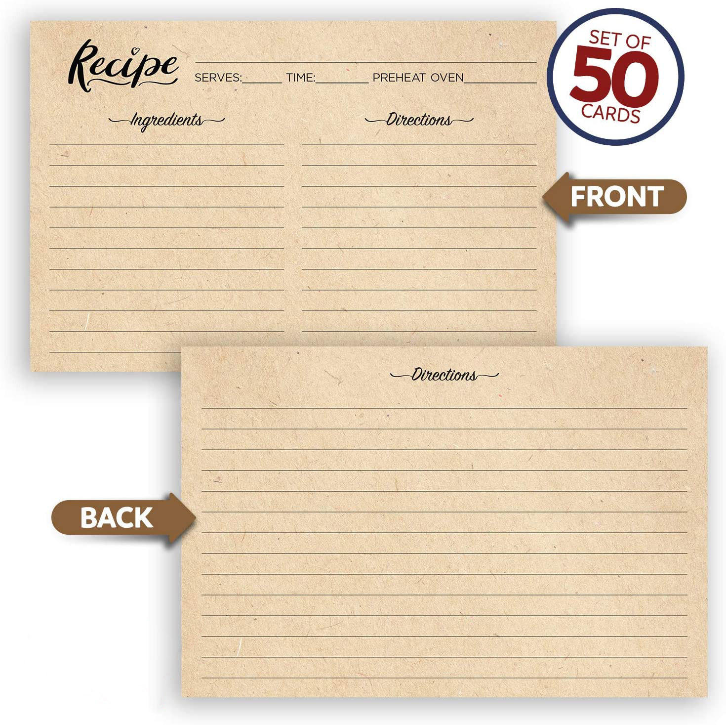 Double Sided Recipe Card Paper Kraft Paper Blank Note Cards