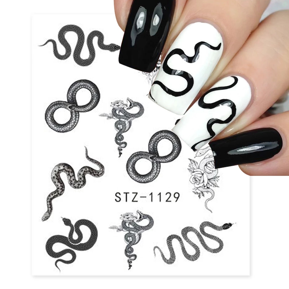 Fake Black Snake Dragon Decorative Sticker Nails Art Printing Custom Design Animal Manicure Nail Decal Stickers for Women Girls