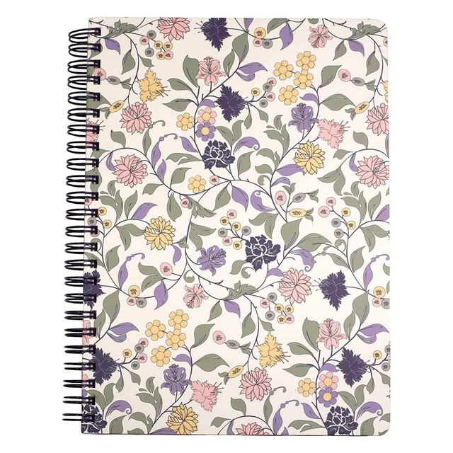 Cute Floral Spiral Notebook Journal with Durable Hardcover for Student Writing