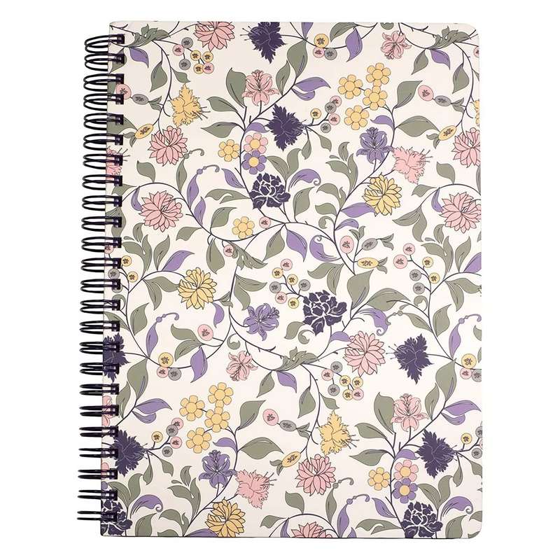Cute Floral Spiral Notebook Journal with Durable Hardcover for Student Writing