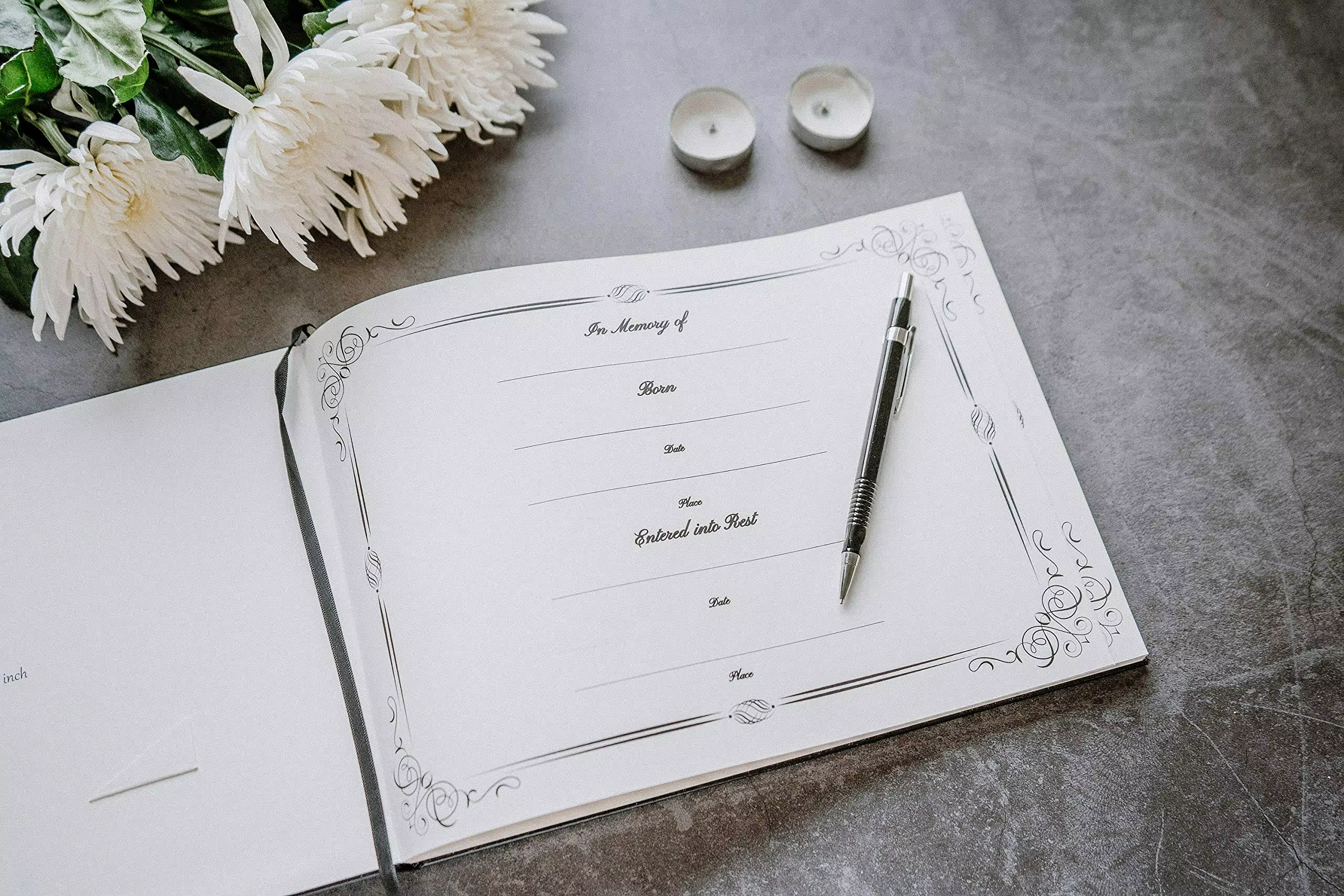 Funeral Guest Memorial Service Celebration of Life Leather Hardcover Funeral Guest Book