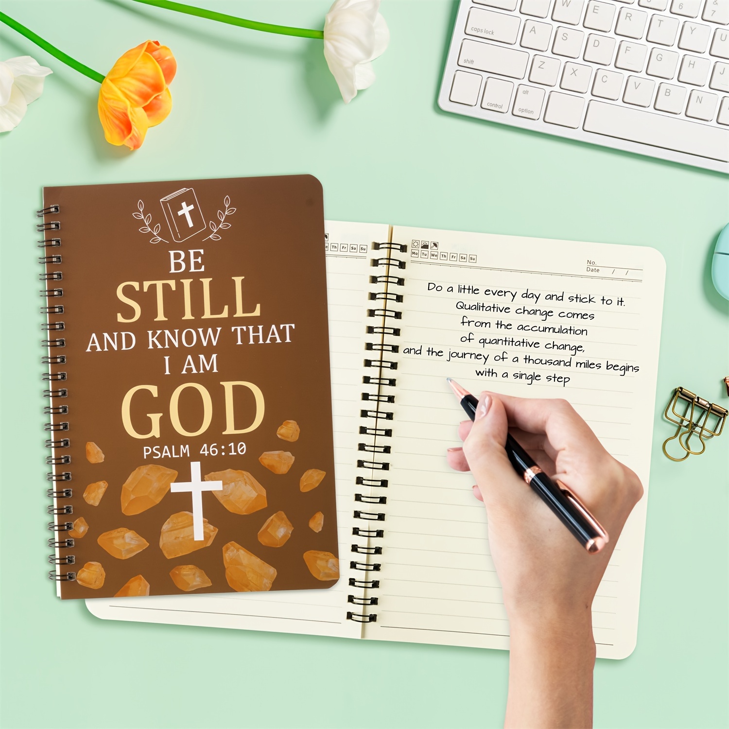 Bible Verses Inspirational Spiral Notebook for Note Taking, Inspirational Scripture Prayer Bible Study Journals for Women