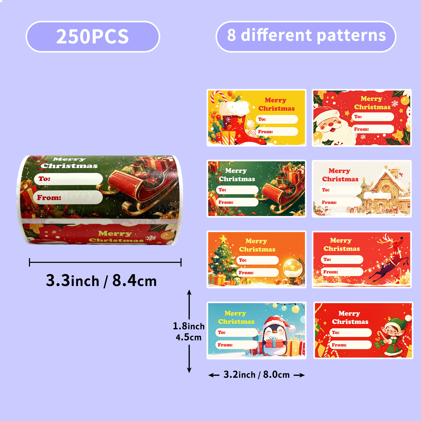 Merry Christmas Direct Thermal Labels Stickers Multi-Purpose Thermal Sticker Labels Printer for Inventory Address Name Gift Tag