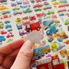 Self-Adhesive 3D Puffy Vehicle Stickers Reusable Construction Tractor Bus Taxi Fire Truck Car Stickers for Kids Toddlers Boy