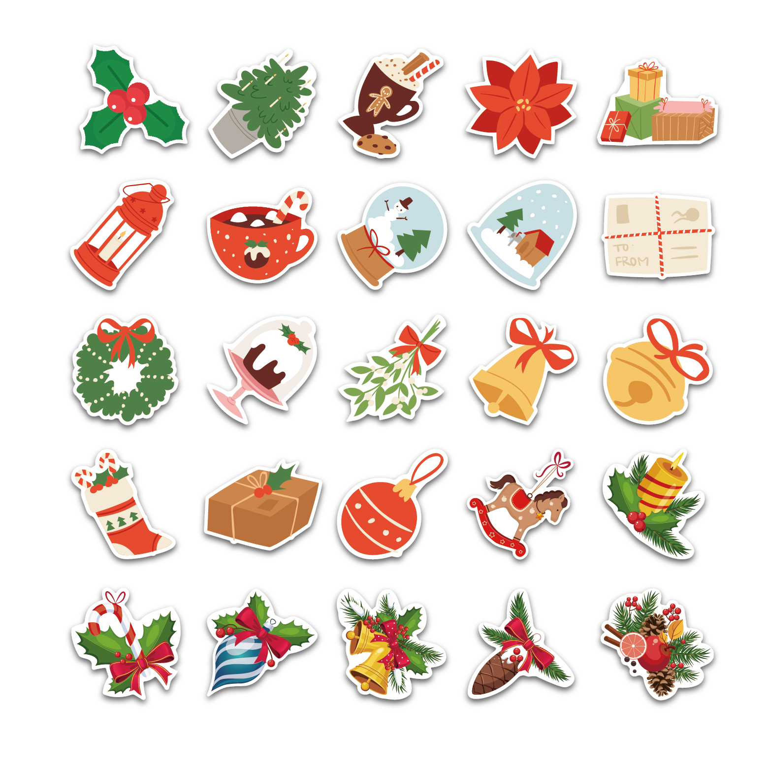 50 Pcs Die Cut Non-Repeating Vinyl Waterproof Sticker Label Merry Christmas Vinyl Stickers for Kids Xmas, Party Favorite